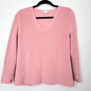 J.Jill  'Erin' Tea Rose Pink V-Neck Cotton Ribbed Knit Sweater Soft Girl